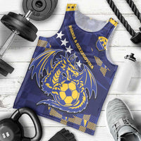 Custom Bosnia And Herzegovina Football Men Tank Top Fierce Dragon National Stars With Checker Patterns