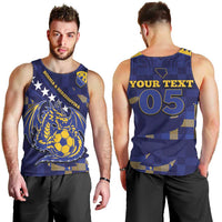 Custom Bosnia And Herzegovina Football Men Tank Top Fierce Dragon National Stars With Checker Patterns