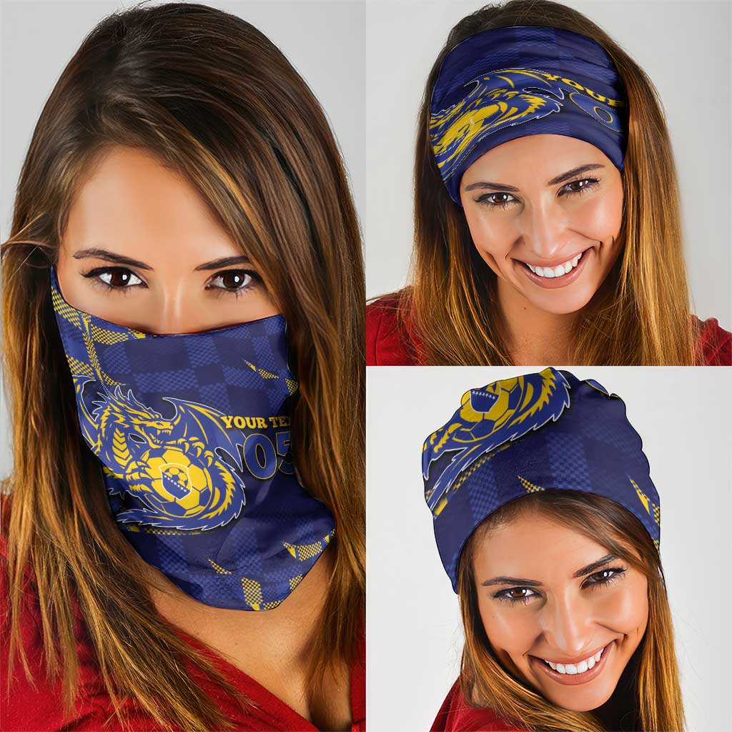Custom Bosnia And Herzegovina Football Neck Gaiter Fierce Dragon National Stars With Checker Patterns