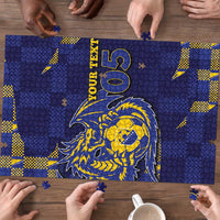Custom Bosnia And Herzegovina Football Puzzle Fierce Dragon National Stars With Checker Patterns