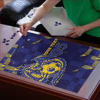 Custom Bosnia And Herzegovina Football Puzzle Fierce Dragon National Stars With Checker Patterns