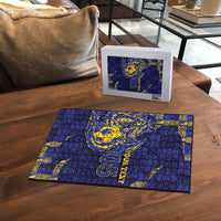 Custom Bosnia And Herzegovina Football Puzzle Fierce Dragon National Stars With Checker Patterns