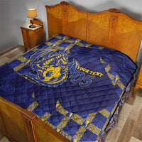 Custom Bosnia And Herzegovina Football Quilt Fierce Dragon National Stars With Checker Patterns