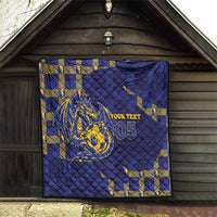 Custom Bosnia And Herzegovina Football Quilt Fierce Dragon National Stars With Checker Patterns