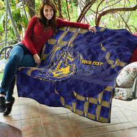 Custom Bosnia And Herzegovina Football Quilt Fierce Dragon National Stars With Checker Patterns