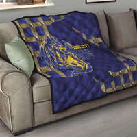 Custom Bosnia And Herzegovina Football Quilt Fierce Dragon National Stars With Checker Patterns