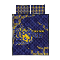 Custom Bosnia And Herzegovina Football Quilt Bed Set Fierce Dragon National Stars With Checker Patterns