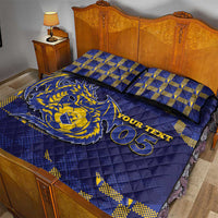 Custom Bosnia And Herzegovina Football Quilt Bed Set Fierce Dragon National Stars With Checker Patterns