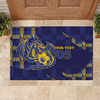 Custom Bosnia And Herzegovina Football Rubber Doormat Fierce Dragon National Stars With Checker Patterns
