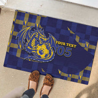Custom Bosnia And Herzegovina Football Rubber Doormat Fierce Dragon National Stars With Checker Patterns