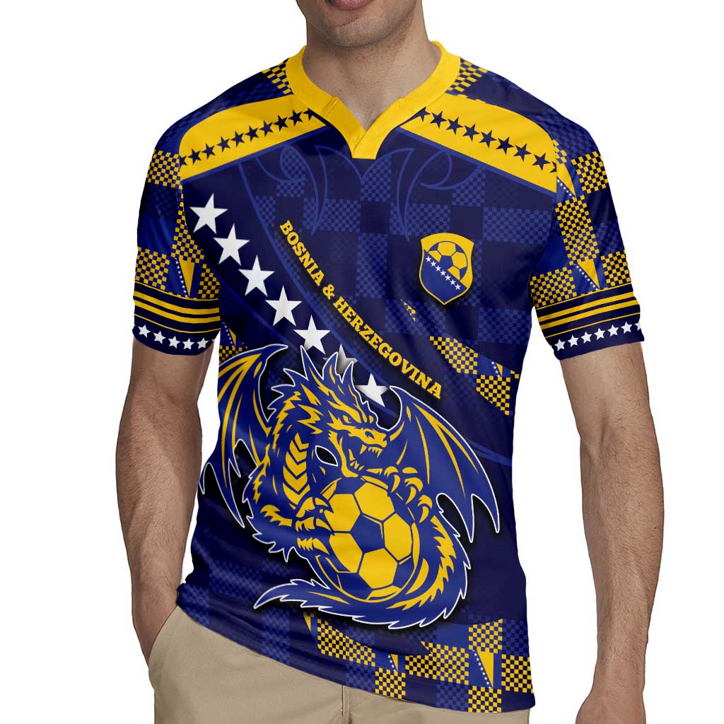 Custom Bosnia And Herzegovina Football Rugby Jersey Fierce Dragon National Stars With Checker Patterns