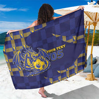Custom Bosnia And Herzegovina Football Sarong Fierce Dragon National Stars With Checker Patterns