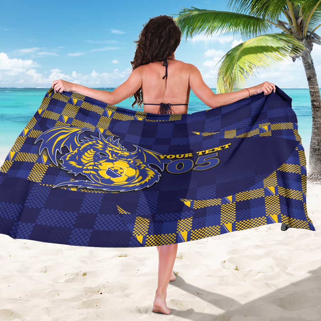 Custom Bosnia And Herzegovina Football Sarong Fierce Dragon National Stars With Checker Patterns