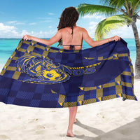 Custom Bosnia And Herzegovina Football Sarong Fierce Dragon National Stars With Checker Patterns