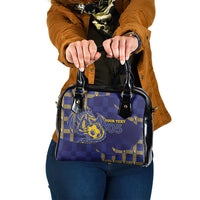 Custom Bosnia And Herzegovina Football Shoulder Handbag Fierce Dragon National Stars With Checker Patterns