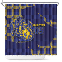 Custom Bosnia And Herzegovina Football Shower Curtain Fierce Dragon National Stars With Checker Patterns