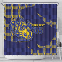 Custom Bosnia And Herzegovina Football Shower Curtain Fierce Dragon National Stars With Checker Patterns