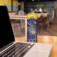 Custom Bosnia And Herzegovina Football Skinny Tumbler Fierce Dragon National Stars With Checker Patterns