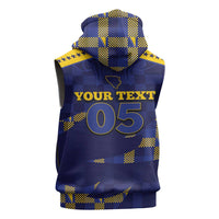 Custom Bosnia And Herzegovina Football Sleeveless Hoodie Fierce Dragon National Stars With Checker Patterns