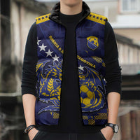 Custom Bosnia And Herzegovina Football Sleeveless Puffer Jacket Fierce Dragon National Stars With Checker Patterns