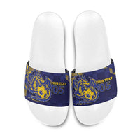 Custom Bosnia And Herzegovina Football Slide Sandals Fierce Dragon National Stars With Checker Patterns