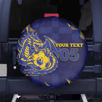 Custom Bosnia And Herzegovina Football Spare Tire Cover Fierce Dragon National Stars With Checker Patterns