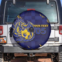 Custom Bosnia And Herzegovina Football Spare Tire Cover Fierce Dragon National Stars With Checker Patterns