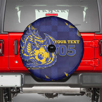 Custom Bosnia And Herzegovina Football Spare Tire Cover Fierce Dragon National Stars With Checker Patterns