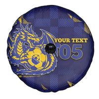 Custom Bosnia And Herzegovina Football Spare Tire Cover Fierce Dragon National Stars With Checker Patterns