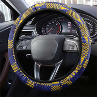 Bosnia And Herzegovina Football Steering Wheel Cover Fierce Dragon National Stars With Checker Patterns