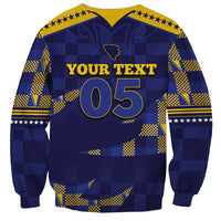 Custom Bosnia And Herzegovina Football Sweatshirt Fierce Dragon National Stars With Checker Patterns