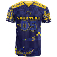 Custom Bosnia And Herzegovina Football T Shirt Fierce Dragon National Stars With Checker Patterns