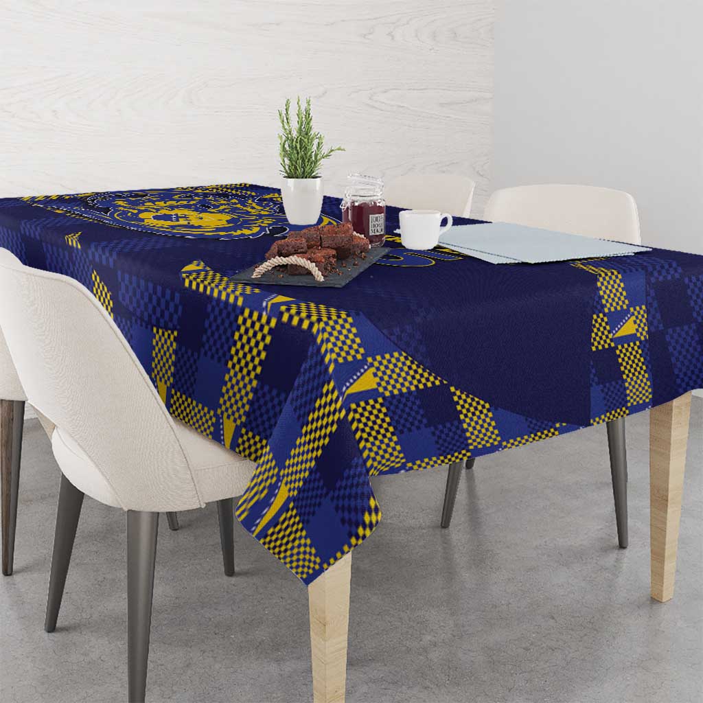 Custom Bosnia And Herzegovina Football Tablecloth Fierce Dragon National Stars With Checker Patterns