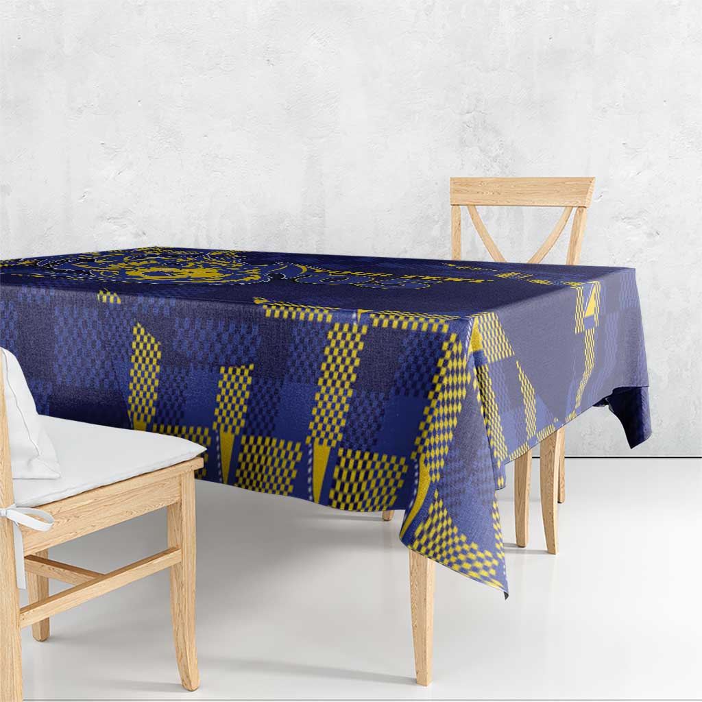 Custom Bosnia And Herzegovina Football Tablecloth Fierce Dragon National Stars With Checker Patterns