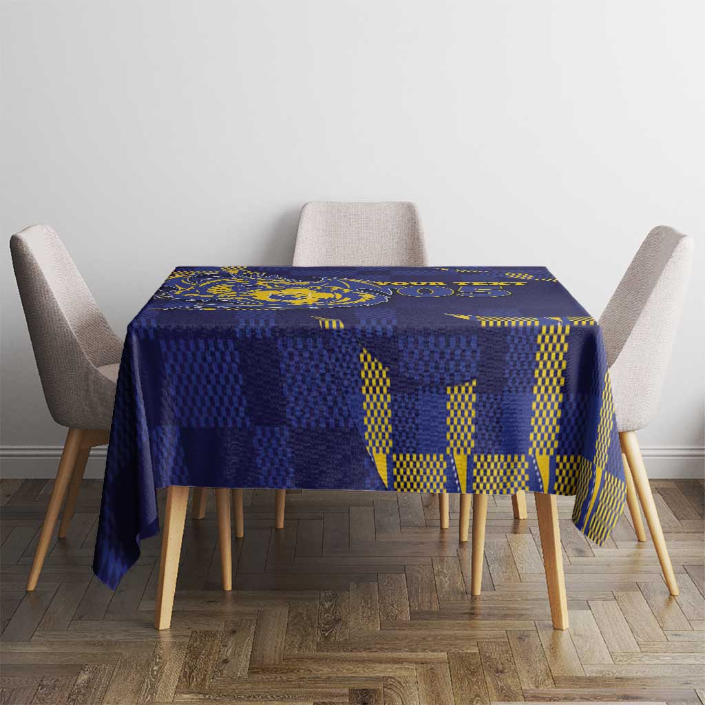 Custom Bosnia And Herzegovina Football Tablecloth Fierce Dragon National Stars With Checker Patterns