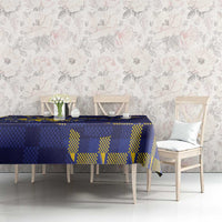 Custom Bosnia And Herzegovina Football Tablecloth Fierce Dragon National Stars With Checker Patterns