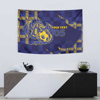 Custom Bosnia And Herzegovina Football Tapestry Fierce Dragon National Stars With Checker Patterns