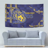 Custom Bosnia And Herzegovina Football Tapestry Fierce Dragon National Stars With Checker Patterns