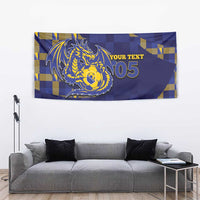 Custom Bosnia And Herzegovina Football Tapestry Fierce Dragon National Stars With Checker Patterns