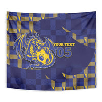 Custom Bosnia And Herzegovina Football Tapestry Fierce Dragon National Stars With Checker Patterns