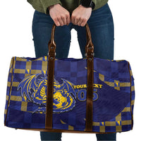 Custom Bosnia And Herzegovina Football Travel Bag Fierce Dragon National Stars With Checker Patterns