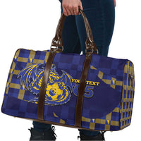 Custom Bosnia And Herzegovina Football Travel Bag Fierce Dragon National Stars With Checker Patterns