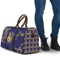 Custom Bosnia And Herzegovina Football Travel Bag Fierce Dragon National Stars With Checker Patterns