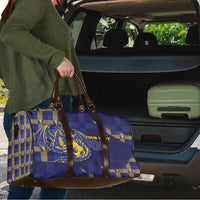 Custom Bosnia And Herzegovina Football Travel Bag Fierce Dragon National Stars With Checker Patterns