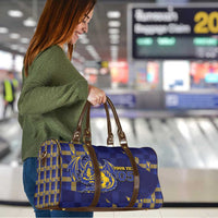 Custom Bosnia And Herzegovina Football Travel Bag Fierce Dragon National Stars With Checker Patterns
