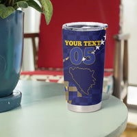 Custom Bosnia And Herzegovina Football Tumbler Cup Fierce Dragon National Stars With Checker Patterns