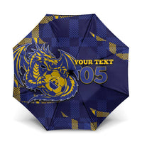 Custom Bosnia And Herzegovina Football Umbrella Fierce Dragon National Stars With Checker Patterns