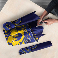 Custom Bosnia And Herzegovina Football Umbrella Fierce Dragon National Stars With Checker Patterns