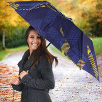 Custom Bosnia And Herzegovina Football Umbrella Fierce Dragon National Stars With Checker Patterns