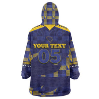 Custom Bosnia And Herzegovina Football Wearable Blanket Hoodie Fierce Dragon National Stars With Checker Patterns